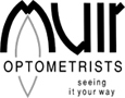 Logo of About Us Muir Optometrists and the unique, personalised quality eye care we offer under the leadership of Andy Muir, since 1986!